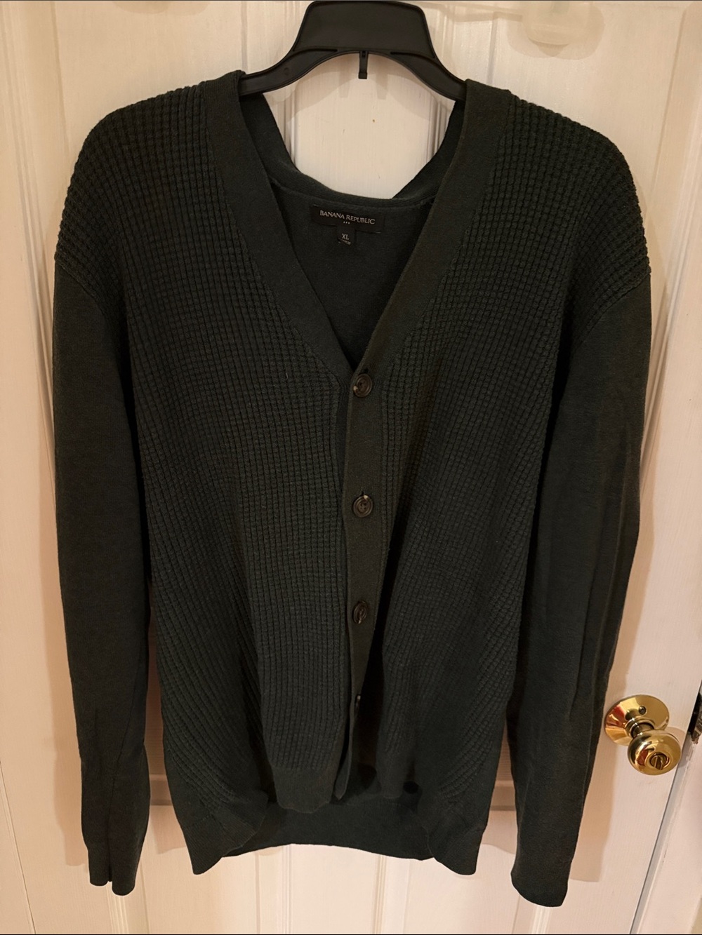Banana Republic Men's Dark Green Button Front Cardigan
